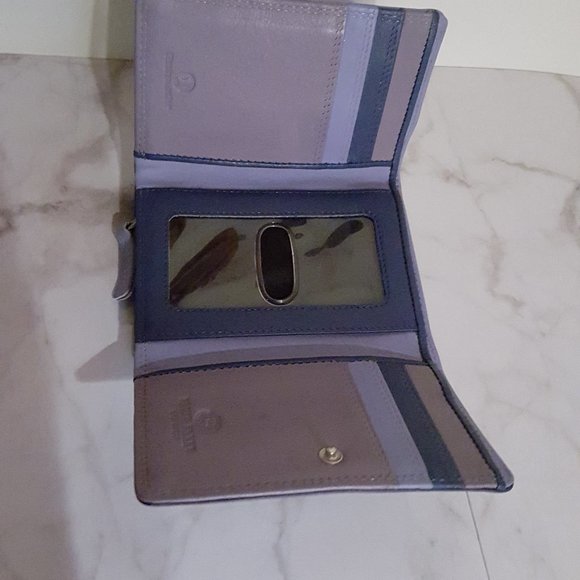 Leather Wallet with Zip Coin Section, Purple Navy - Picture 9 of 14